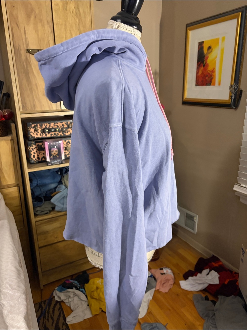 Wild Fable Blue Pullover Hoodie with Pink Drawstrings - Small - Picture 2 of 5